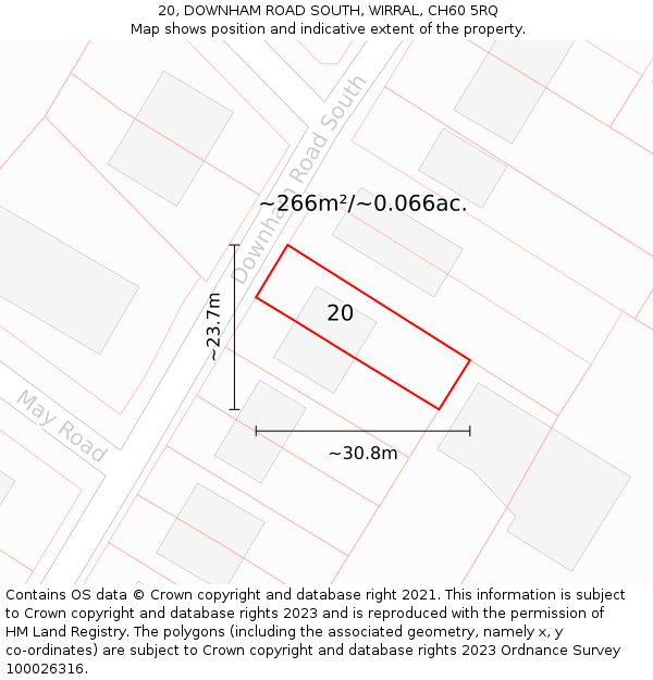 20, DOWNHAM ROAD SOUTH, WIRRAL, CH60 5RQ: Plot and title map