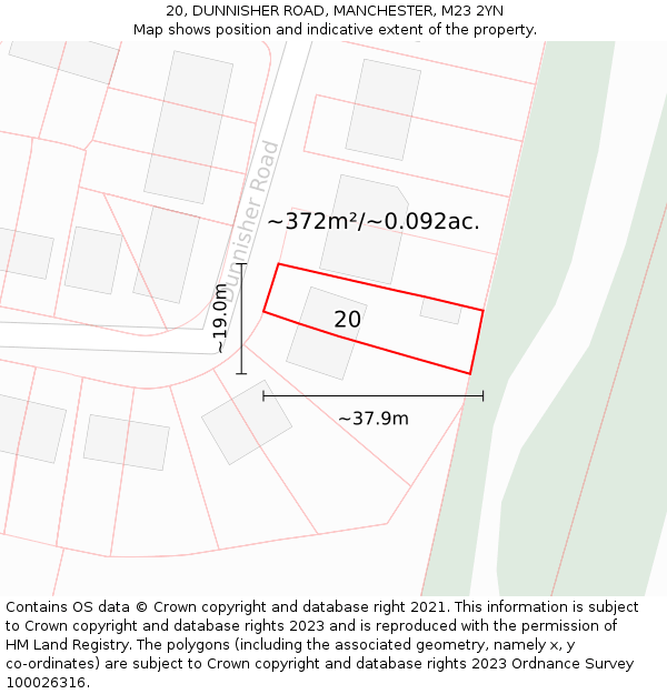 20, DUNNISHER ROAD, MANCHESTER, M23 2YN: Plot and title map