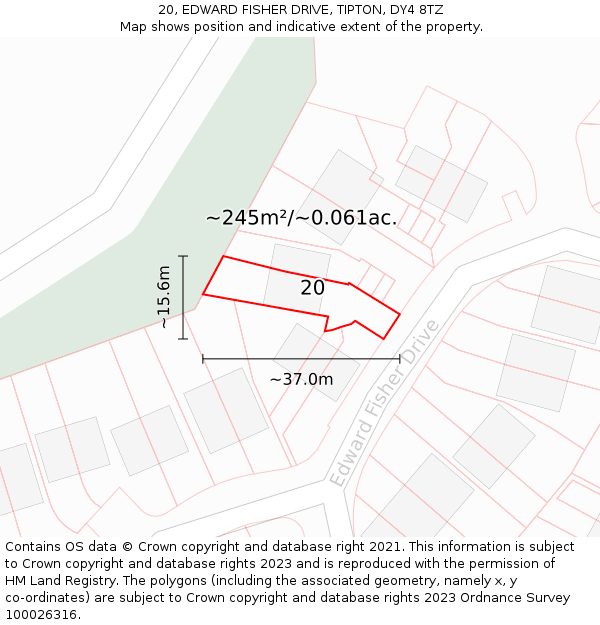 20, EDWARD FISHER DRIVE, TIPTON, DY4 8TZ: Plot and title map