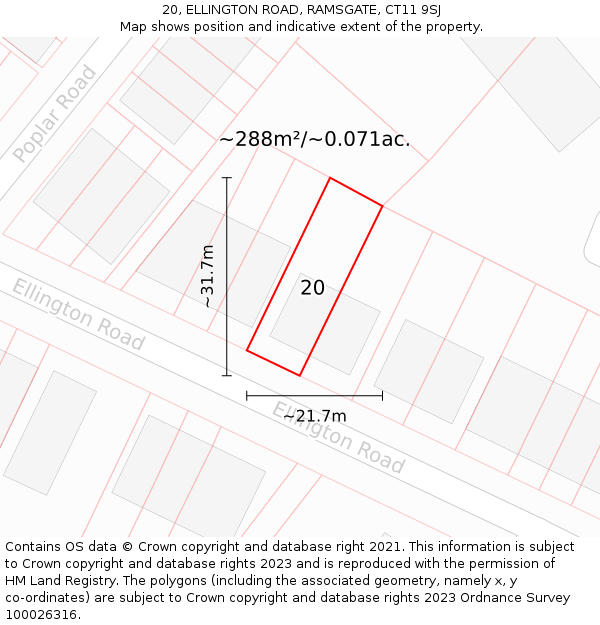 20, ELLINGTON ROAD, RAMSGATE, CT11 9SJ: Plot and title map