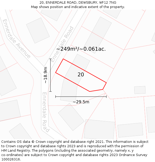 20, ENNERDALE ROAD, DEWSBURY, WF12 7NG: Plot and title map