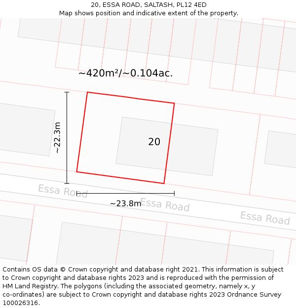 20, ESSA ROAD, SALTASH, PL12 4ED: Plot and title map