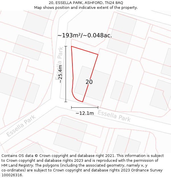 20, ESSELLA PARK, ASHFORD, TN24 8AQ: Plot and title map