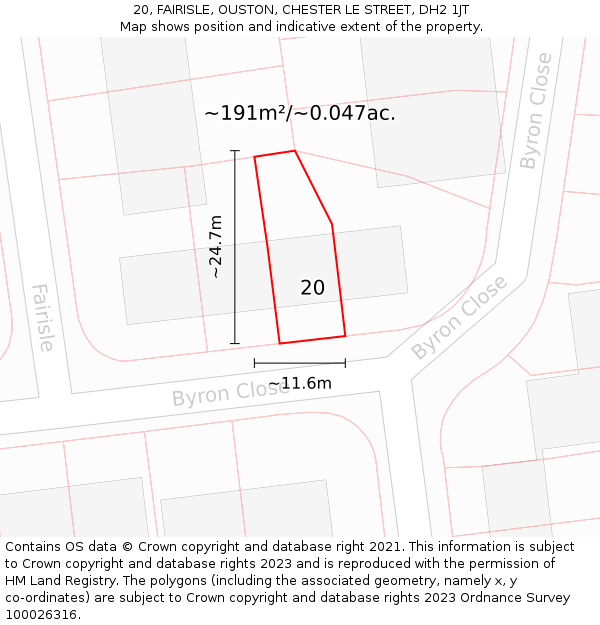 20, FAIRISLE, OUSTON, CHESTER LE STREET, DH2 1JT: Plot and title map