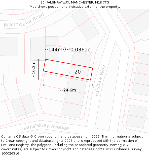 20, FALSHAW WAY, MANCHESTER, M18 7TG: Plot and title map