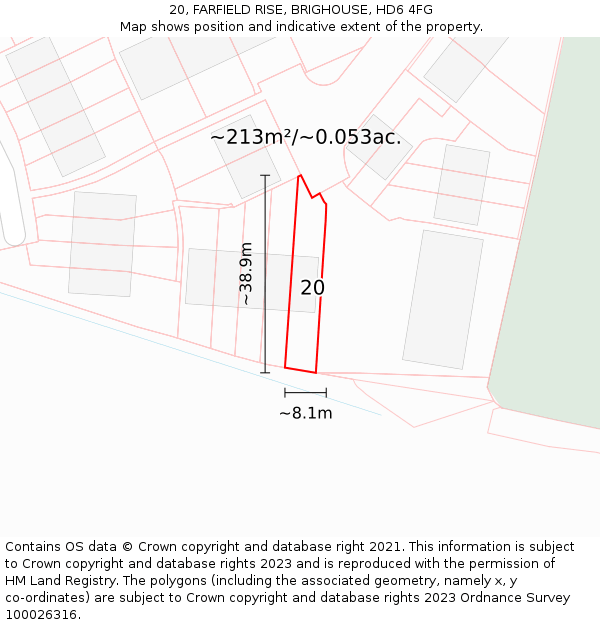 20, FARFIELD RISE, BRIGHOUSE, HD6 4FG: Plot and title map