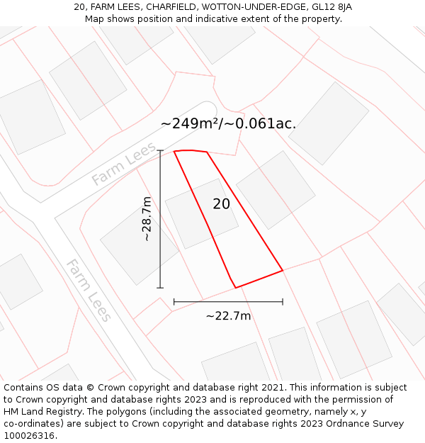 20, FARM LEES, CHARFIELD, WOTTON-UNDER-EDGE, GL12 8JA: Plot and title map