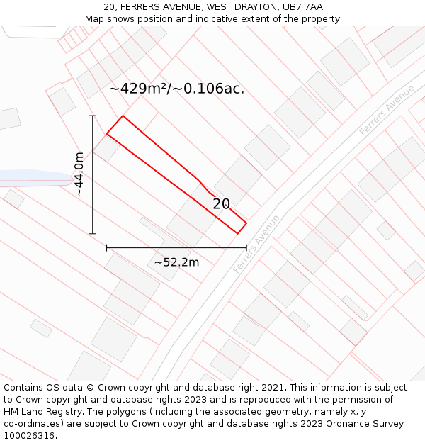 20, FERRERS AVENUE, WEST DRAYTON, UB7 7AA: Plot and title map