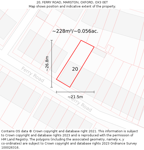 20, FERRY ROAD, MARSTON, OXFORD, OX3 0ET: Plot and title map