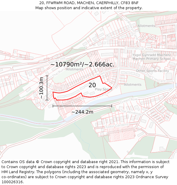 20, FFWRWM ROAD, MACHEN, CAERPHILLY, CF83 8NF: Plot and title map