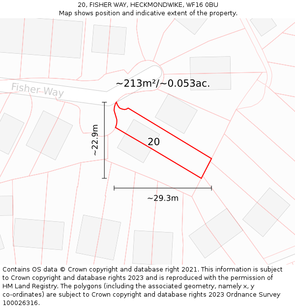 20, FISHER WAY, HECKMONDWIKE, WF16 0BU: Plot and title map