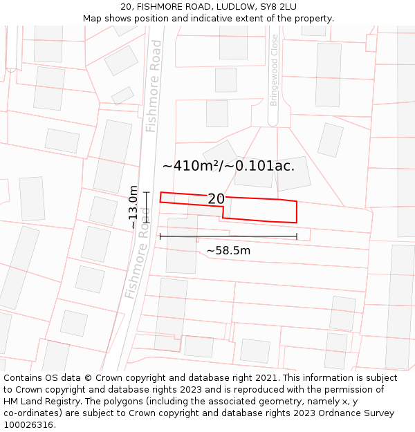 20, FISHMORE ROAD, LUDLOW, SY8 2LU: Plot and title map