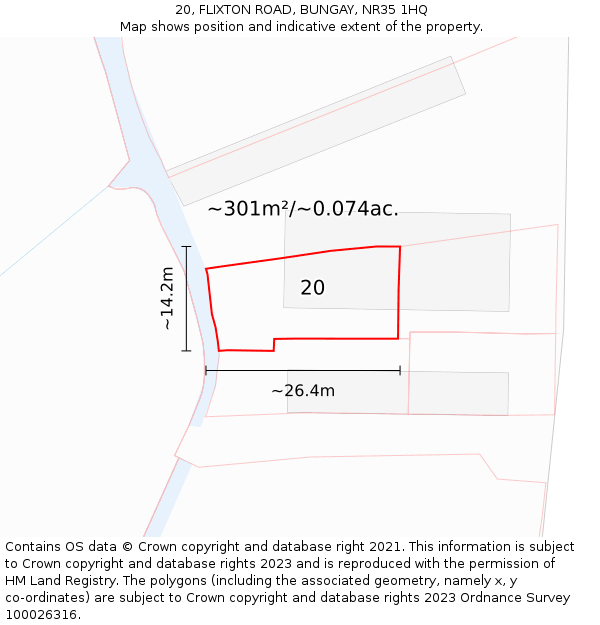 20, FLIXTON ROAD, BUNGAY, NR35 1HQ: Plot and title map