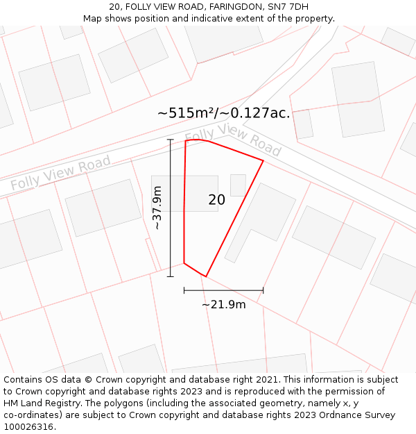 20, FOLLY VIEW ROAD, FARINGDON, SN7 7DH: Plot and title map