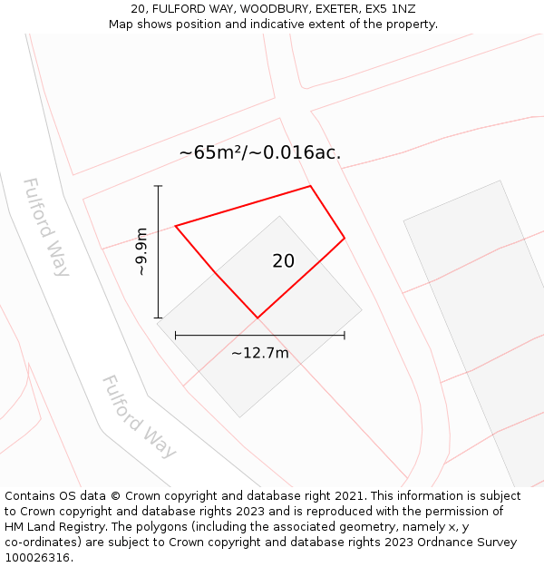 20, FULFORD WAY, WOODBURY, EXETER, EX5 1NZ: Plot and title map