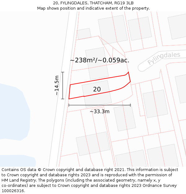 20, FYLINGDALES, THATCHAM, RG19 3LB: Plot and title map