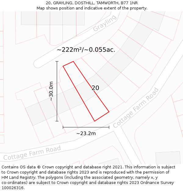 20, GRAYLING, DOSTHILL, TAMWORTH, B77 1NR: Plot and title map