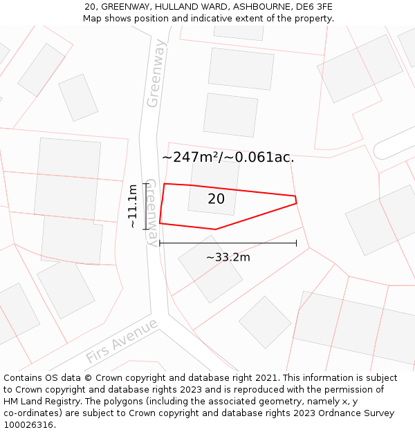 20, GREENWAY, HULLAND WARD, ASHBOURNE, DE6 3FE: Plot and title map