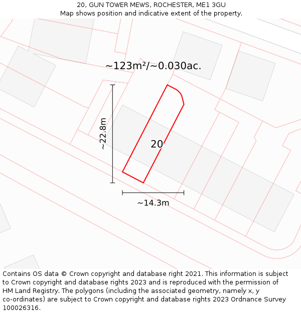 20, GUN TOWER MEWS, ROCHESTER, ME1 3GU: Plot and title map