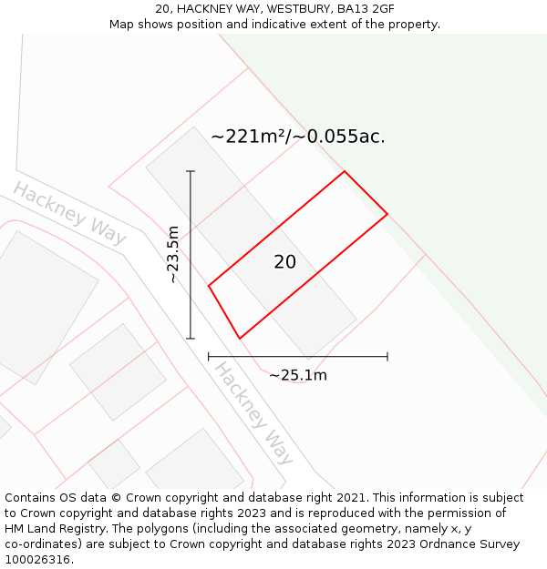 20, HACKNEY WAY, WESTBURY, BA13 2GF: Plot and title map