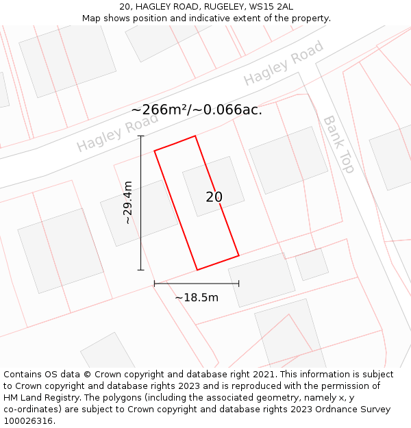 20, HAGLEY ROAD, RUGELEY, WS15 2AL: Plot and title map