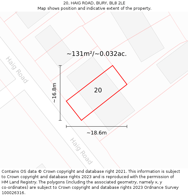 20, HAIG ROAD, BURY, BL8 2LE: Plot and title map