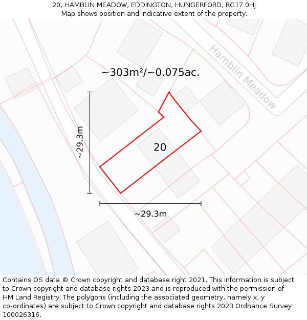 20, HAMBLIN MEADOW, EDDINGTON, HUNGERFORD, RG17 0HJ: Plot and title map