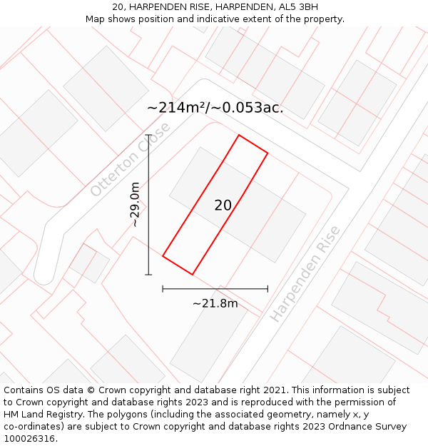 20, HARPENDEN RISE, HARPENDEN, AL5 3BH: Plot and title map