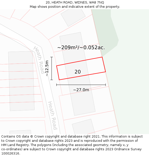 20, HEATH ROAD, WIDNES, WA8 7NQ: Plot and title map