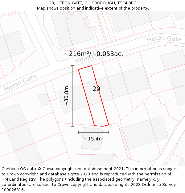 20, HERON GATE, GUISBOROUGH, TS14 8PG: Plot and title map