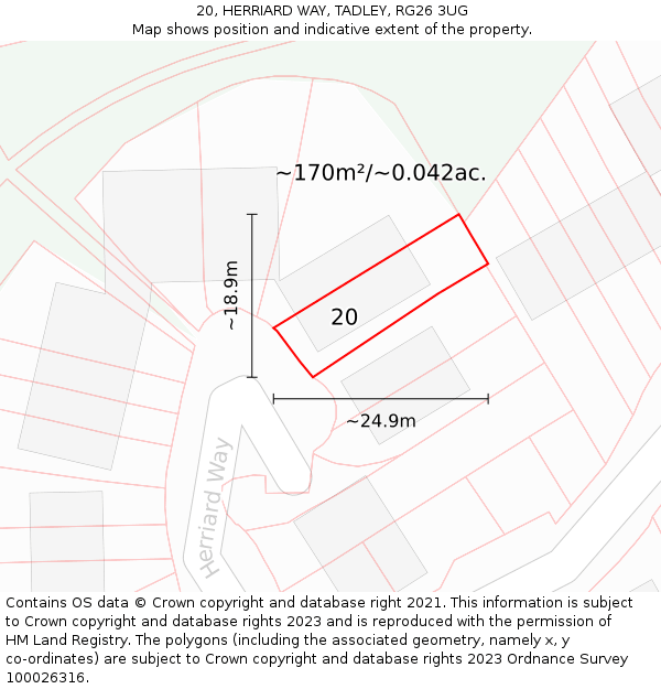 20, HERRIARD WAY, TADLEY, RG26 3UG: Plot and title map