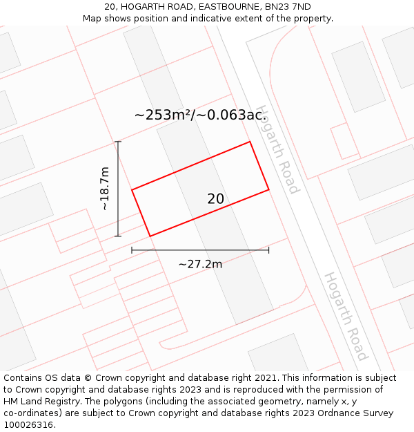 20, HOGARTH ROAD, EASTBOURNE, BN23 7ND: Plot and title map