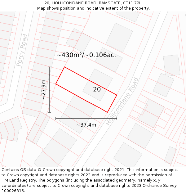 20, HOLLICONDANE ROAD, RAMSGATE, CT11 7PH: Plot and title map