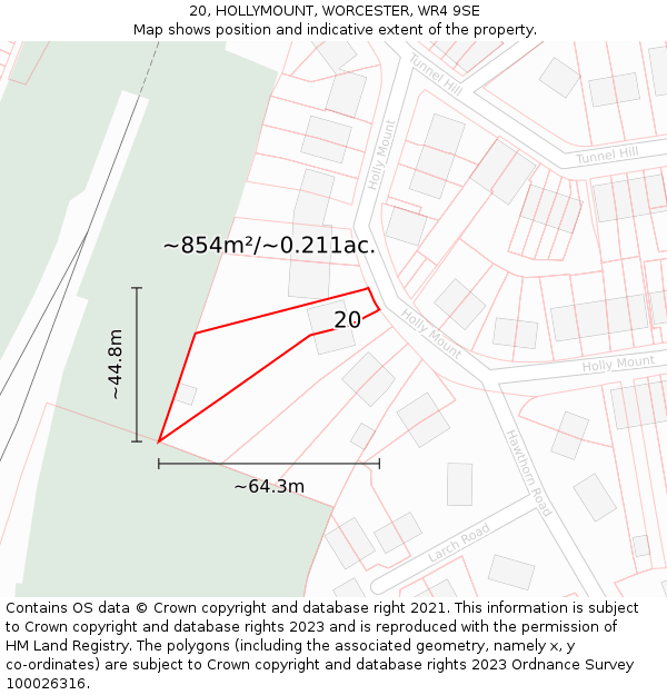 20, HOLLYMOUNT, WORCESTER, WR4 9SE: Plot and title map