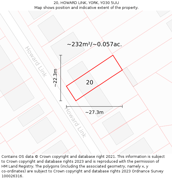 20, HOWARD LINK, YORK, YO30 5UU: Plot and title map