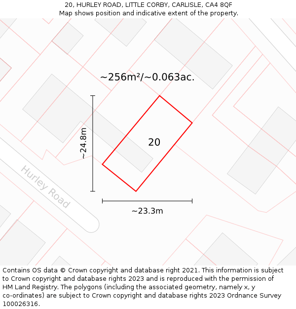 20, HURLEY ROAD, LITTLE CORBY, CARLISLE, CA4 8QF: Plot and title map
