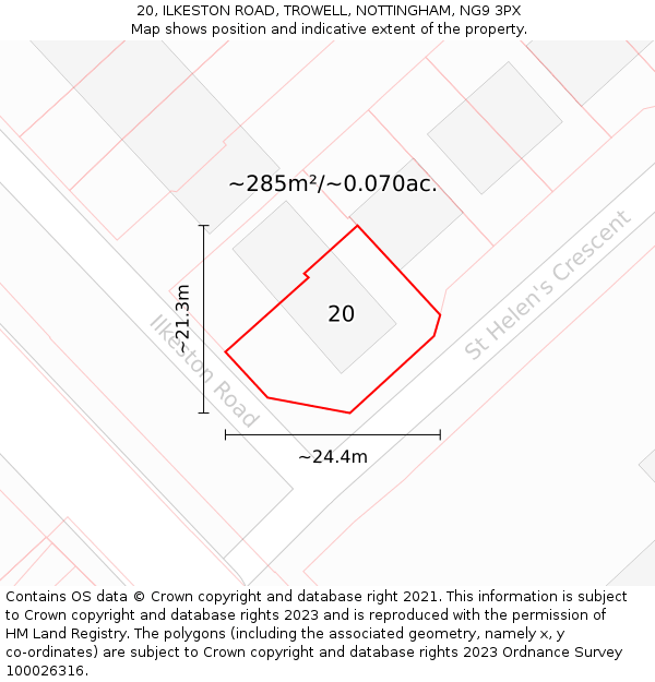 20, ILKESTON ROAD, TROWELL, NOTTINGHAM, NG9 3PX: Plot and title map