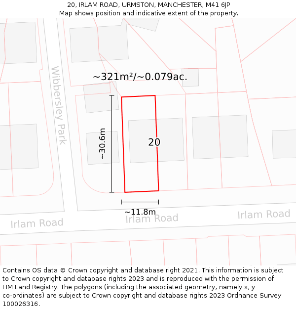 20, IRLAM ROAD, URMSTON, MANCHESTER, M41 6JP: Plot and title map