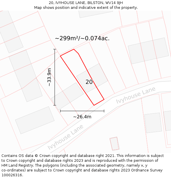 20, IVYHOUSE LANE, BILSTON, WV14 9JH: Plot and title map