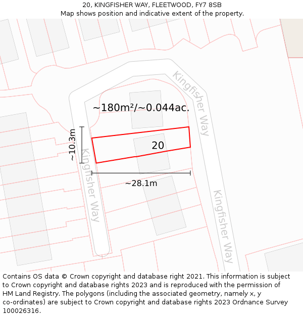 20, KINGFISHER WAY, FLEETWOOD, FY7 8SB: Plot and title map