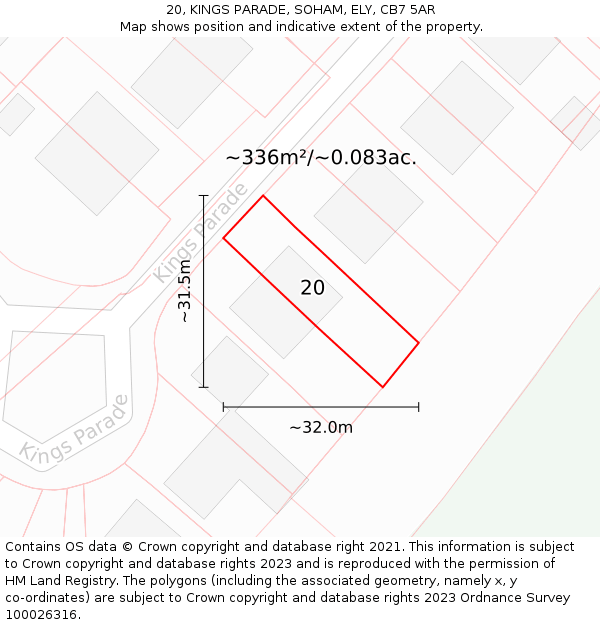 20, KINGS PARADE, SOHAM, ELY, CB7 5AR: Plot and title map