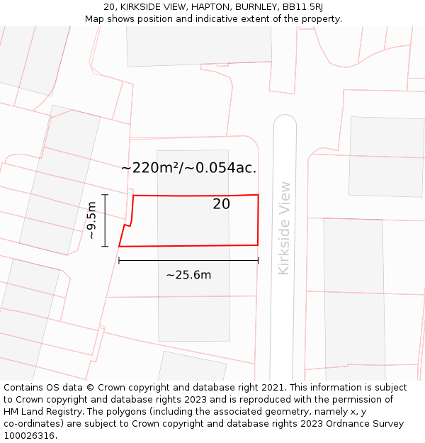 20, KIRKSIDE VIEW, HAPTON, BURNLEY, BB11 5RJ: Plot and title map