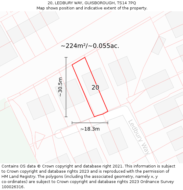 20, LEDBURY WAY, GUISBOROUGH, TS14 7PQ: Plot and title map