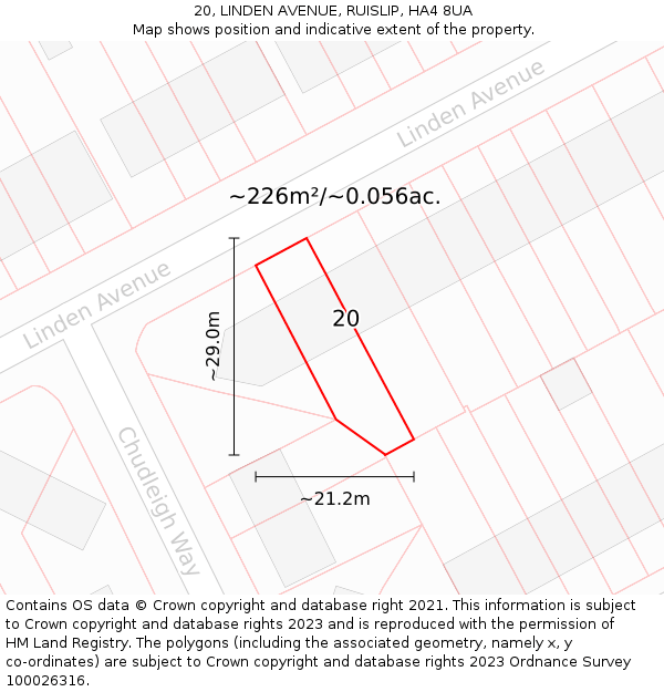 20, LINDEN AVENUE, RUISLIP, HA4 8UA: Plot and title map