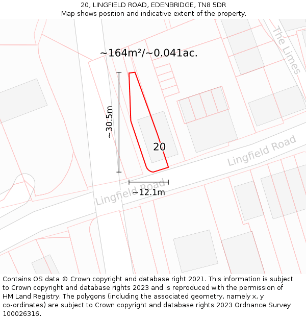 20, LINGFIELD ROAD, EDENBRIDGE, TN8 5DR: Plot and title map