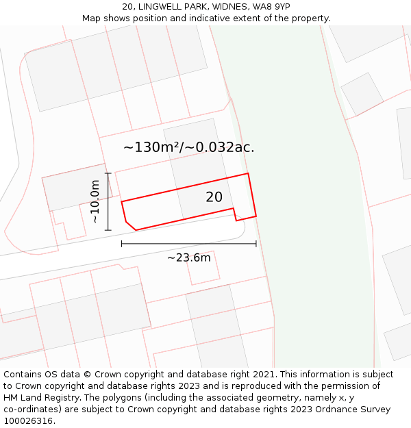 20, LINGWELL PARK, WIDNES, WA8 9YP: Plot and title map