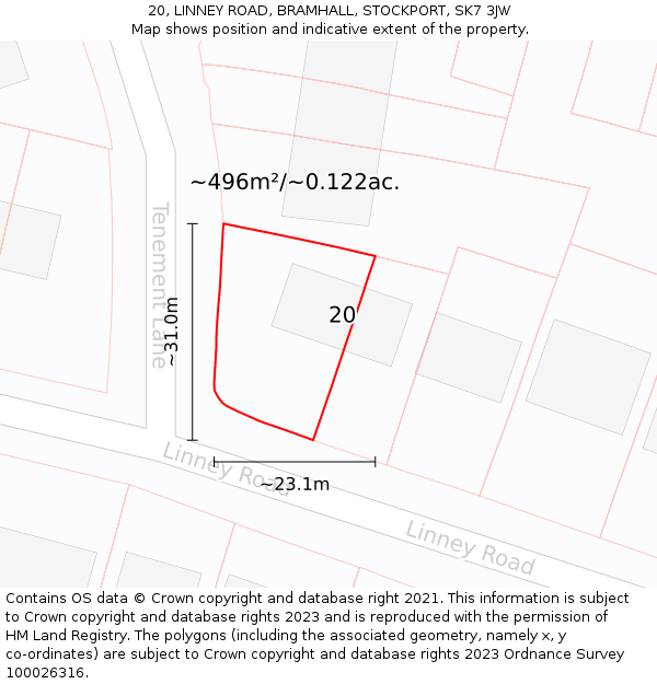 20, LINNEY ROAD, BRAMHALL, STOCKPORT, SK7 3JW: Plot and title map