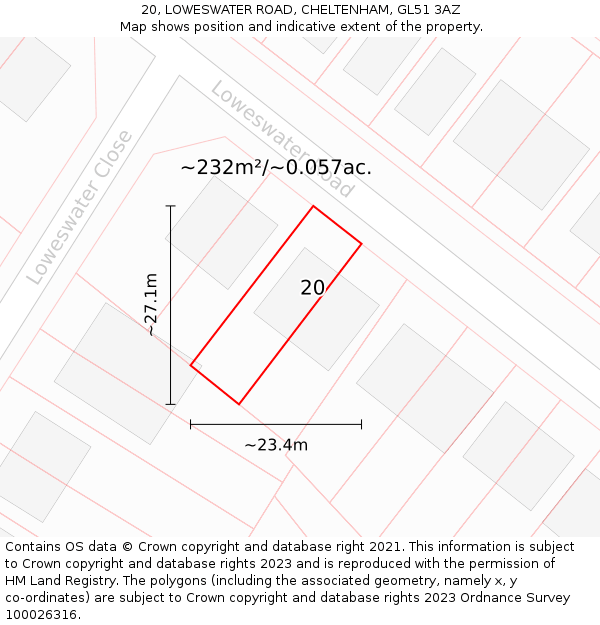 20, LOWESWATER ROAD, CHELTENHAM, GL51 3AZ: Plot and title map