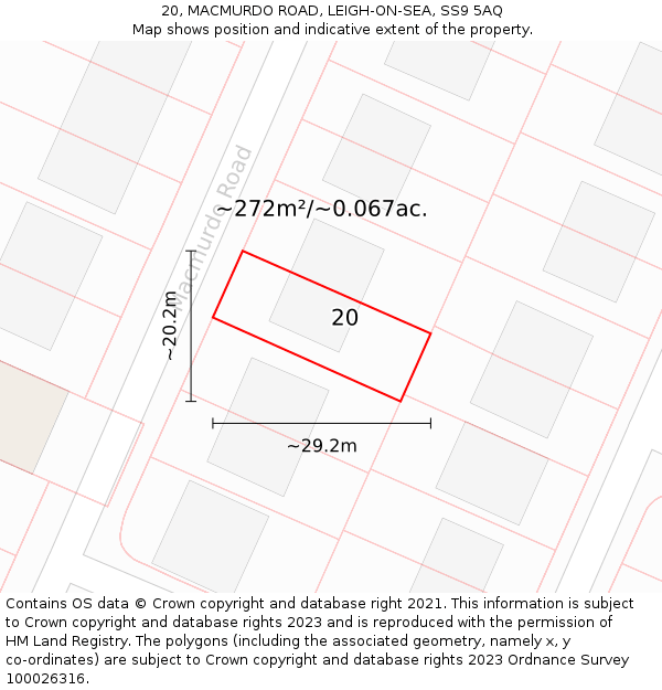 20, MACMURDO ROAD, LEIGH-ON-SEA, SS9 5AQ: Plot and title map