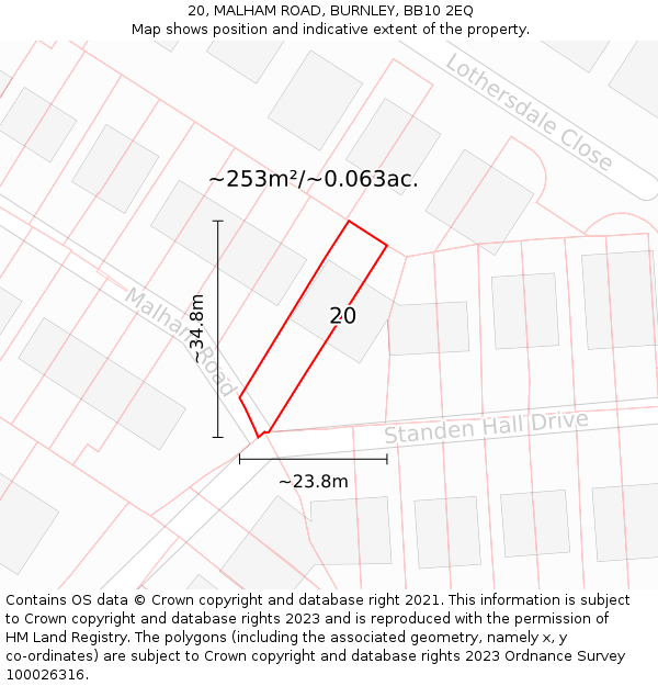 20, MALHAM ROAD, BURNLEY, BB10 2EQ: Plot and title map